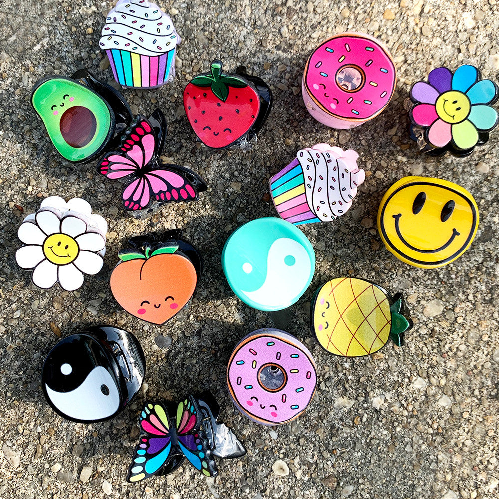 Mini Yellow Happy Claw Clips | Top Trenz