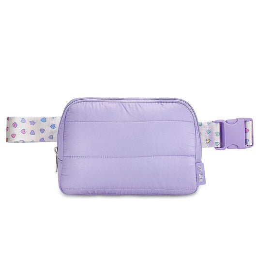 Navy Puffer Belt Bag with Rainbow Stars Strap – Trendy Crossbody Fanny Pack for Girls | Top Trenz