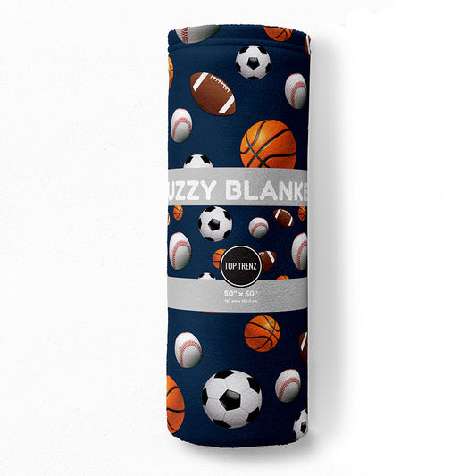 Navy Sports Fuzzy Throw Cozy Soft Blankets For Lounging | Top Trenz