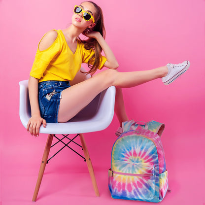 Tie-Dye Backpack Canvas Pastel Delight 2-Zipper - Top Trenz | Top Trenz