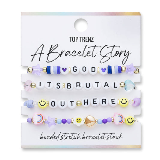 "God, It’s Brutal Out Here" Bracelet Set – Trendy Stackable Bracelets for Teens & Tweens | Top Trenz