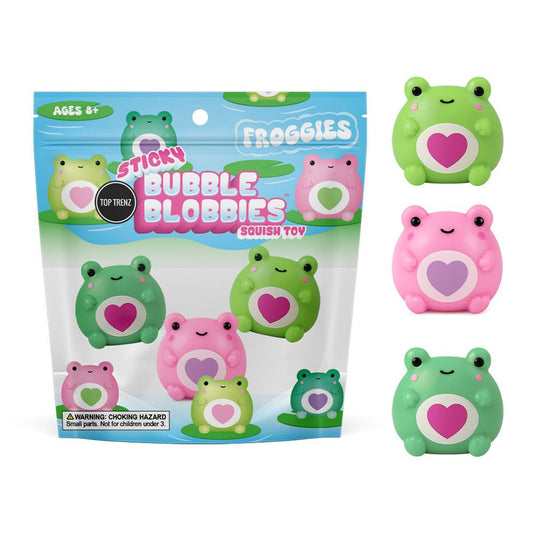 Sticky Bubble Blobbies – 3-Pack Squishy Frog Fidget Toys - Stretch, Stick & Squeeze | Top Trenz