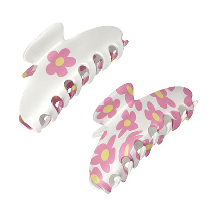 Large Two Sided Flower Printed Claw Hair Accessory Clip | Top Trenz