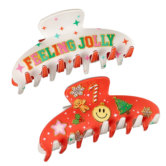 Two Sided Holiday Print Claw Hair Accessory Clip | Top Trenz