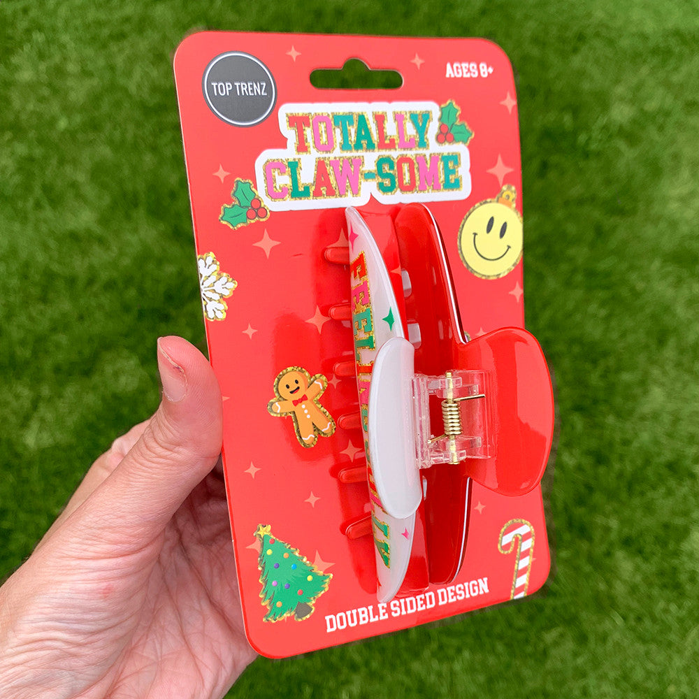 Two Sided Holiday Print Claw Hair Accessory Clip | Top Trenz