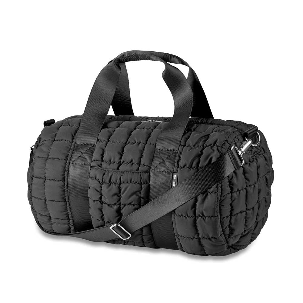 Black Scrunchie Puffer Quilted Duffle Bag – Trendy & Spacious | Top Trenz