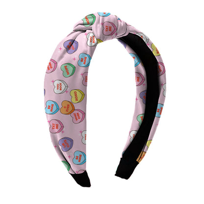 Hearts Printed Knot Headbands Accessory For All | Top Trenz