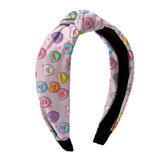 Hearts Printed Knot Headbands Accessory For All | Top Trenz