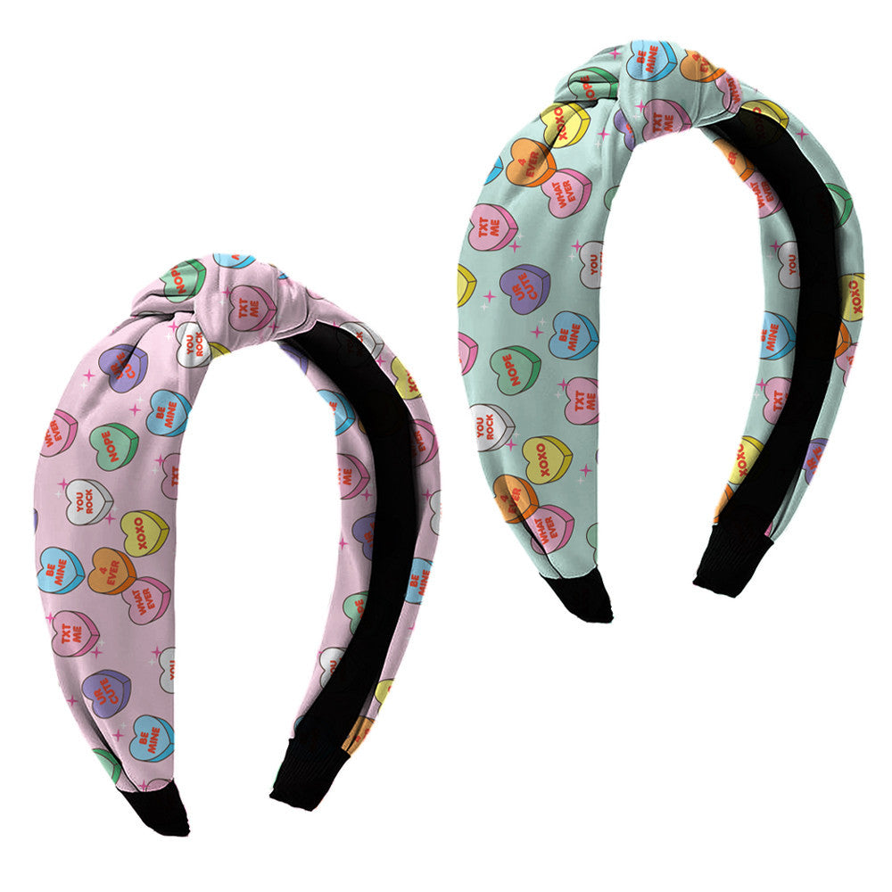 Hearts Printed Knot Headbands Accessory For All | Top Trenz