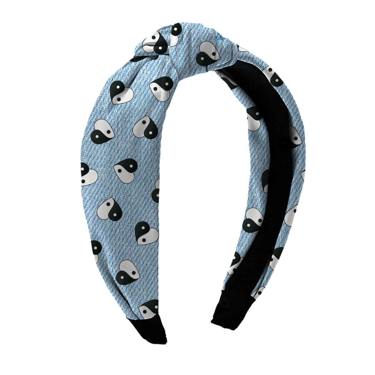 Denim Yin Yang Print Knot Headband | Top Trenz