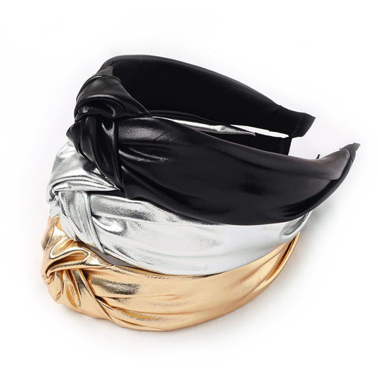 Metallic Leather Knot Headband | Top Trenz
