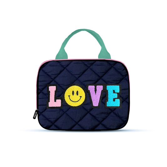Trendy Navy Printed Puffer Insulated Lunch Bag | Top Trenz