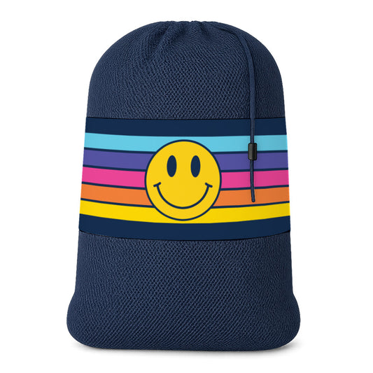 Retro Happy Face Mesh Laundry Bag– Camp & Dorm Essential - Top Trenz | Top Trenz