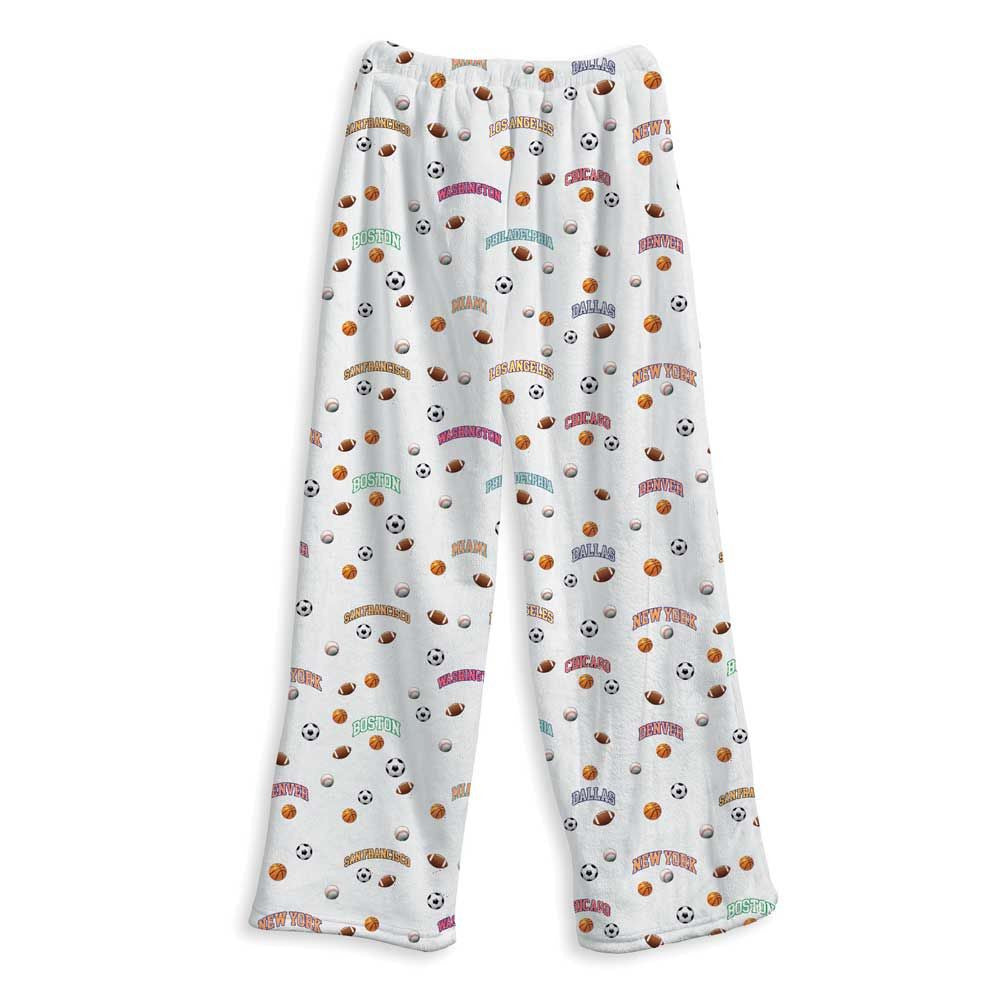 Sports Balls Fuzzy Lounge Pants  – Soft Cozy Pajama Bottoms | Top Trenz