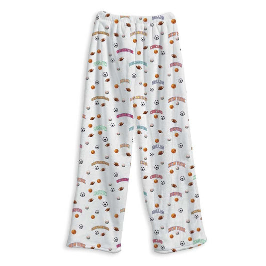 Sports Balls Fuzzy Lounge Pants  – Soft Cozy Pajama Bottoms | Top Trenz