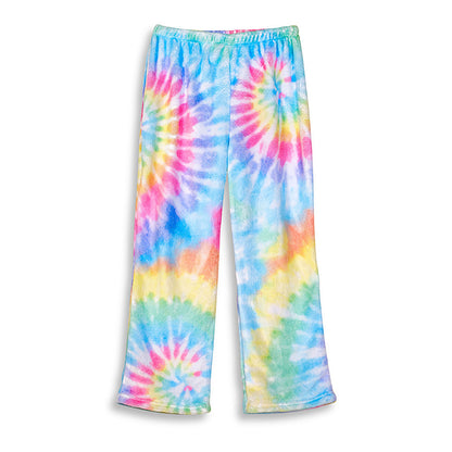 Tie-Dye  Pastel Rainbow Fuzzy Pajamas Cozy Pajama Pants | Top Trenz