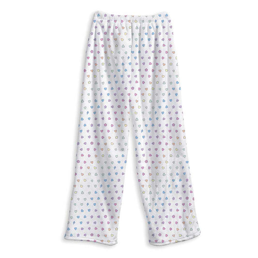Girls Fuzzy Lounge Pants with Colorful Multi-Heart Pattern – Soft Cozy Pajama Bottoms | Top Trenz