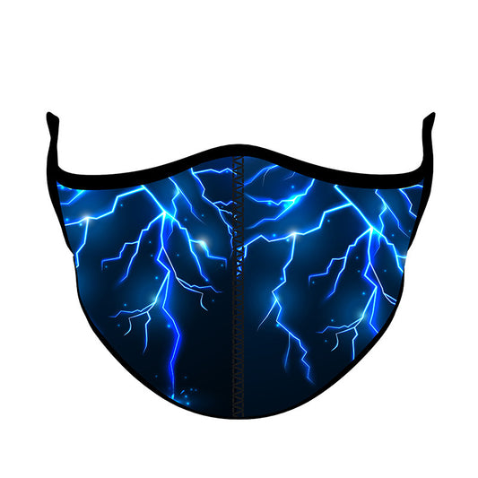 Trendy Blue Lightning Cloth Face Mask For Kids And Tweens | Top Trenz