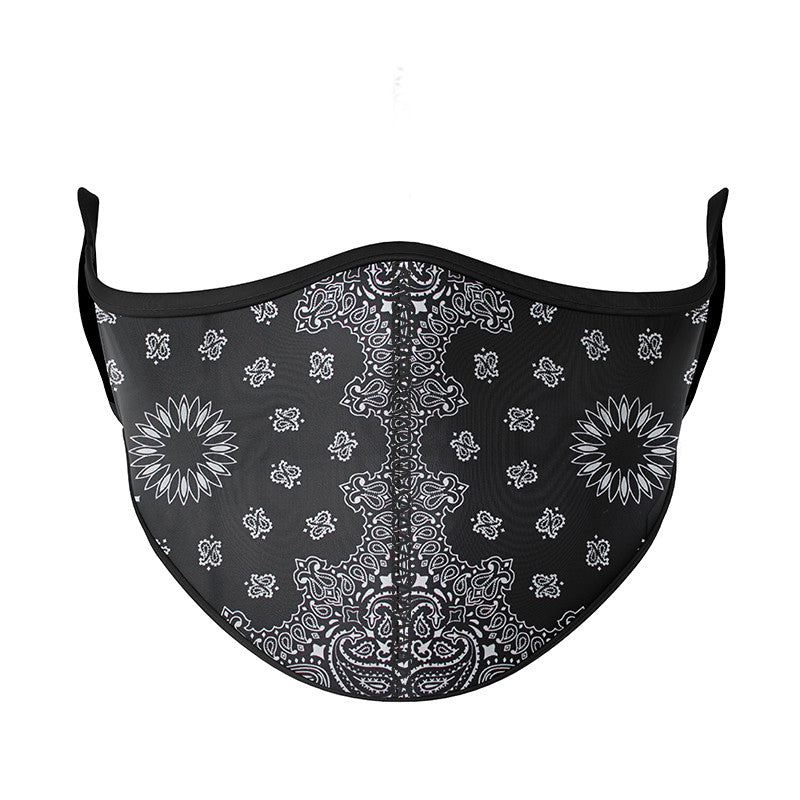 Printed Black Bandana Face Mask For Tweens And Adults | Top Trenz
