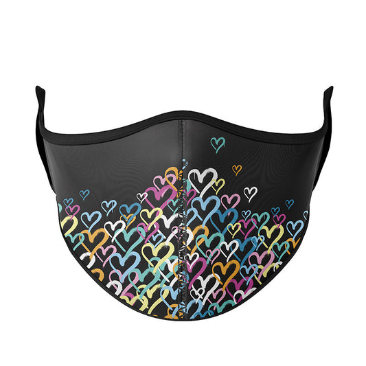 Printed Black Graffiti Heart Face Fashion Mask | Top Trenz