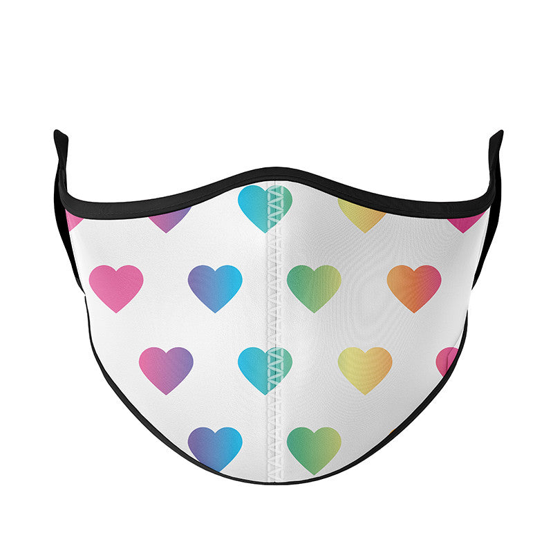 Printed Multi Rainbow Heart Face Mask | Top Trenz