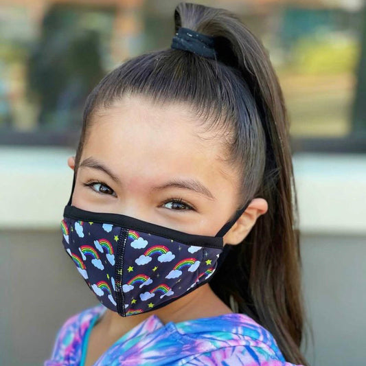 Black Rainbow with Clouds Face Mask | Top Trenz