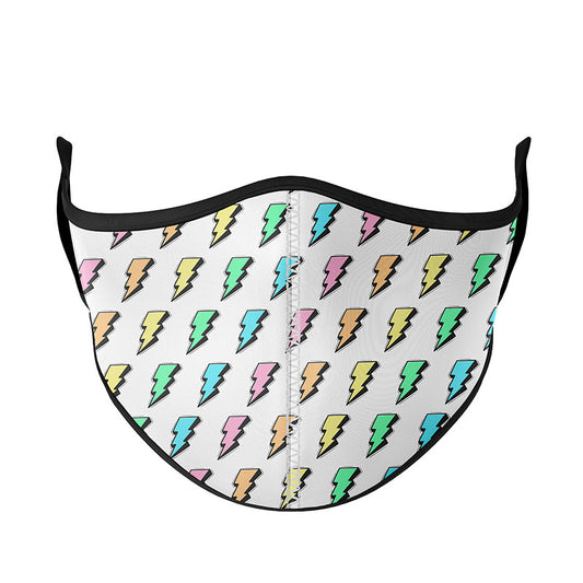 White Rainbow Bolt Face Mask | Top Trenz