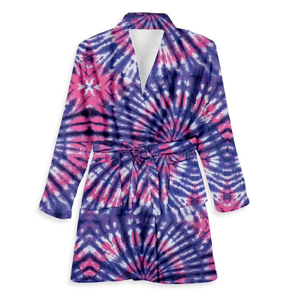Grapevine Tie Dye Fuzzy Cozy Bathrobe For Girls | Top Trenz