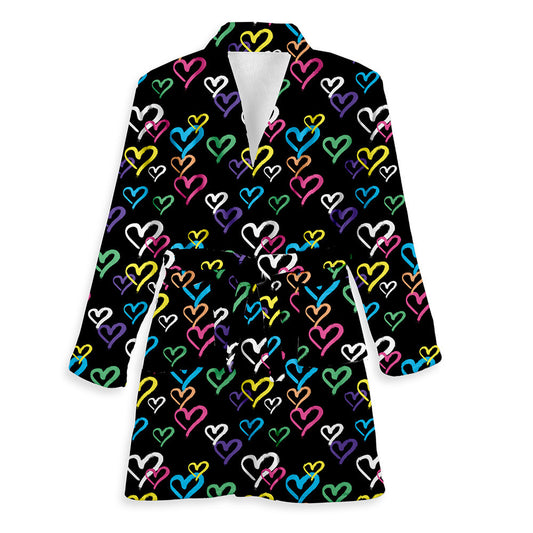 Graffiti Heart Fuzzy Bathrobe | Top Trenz