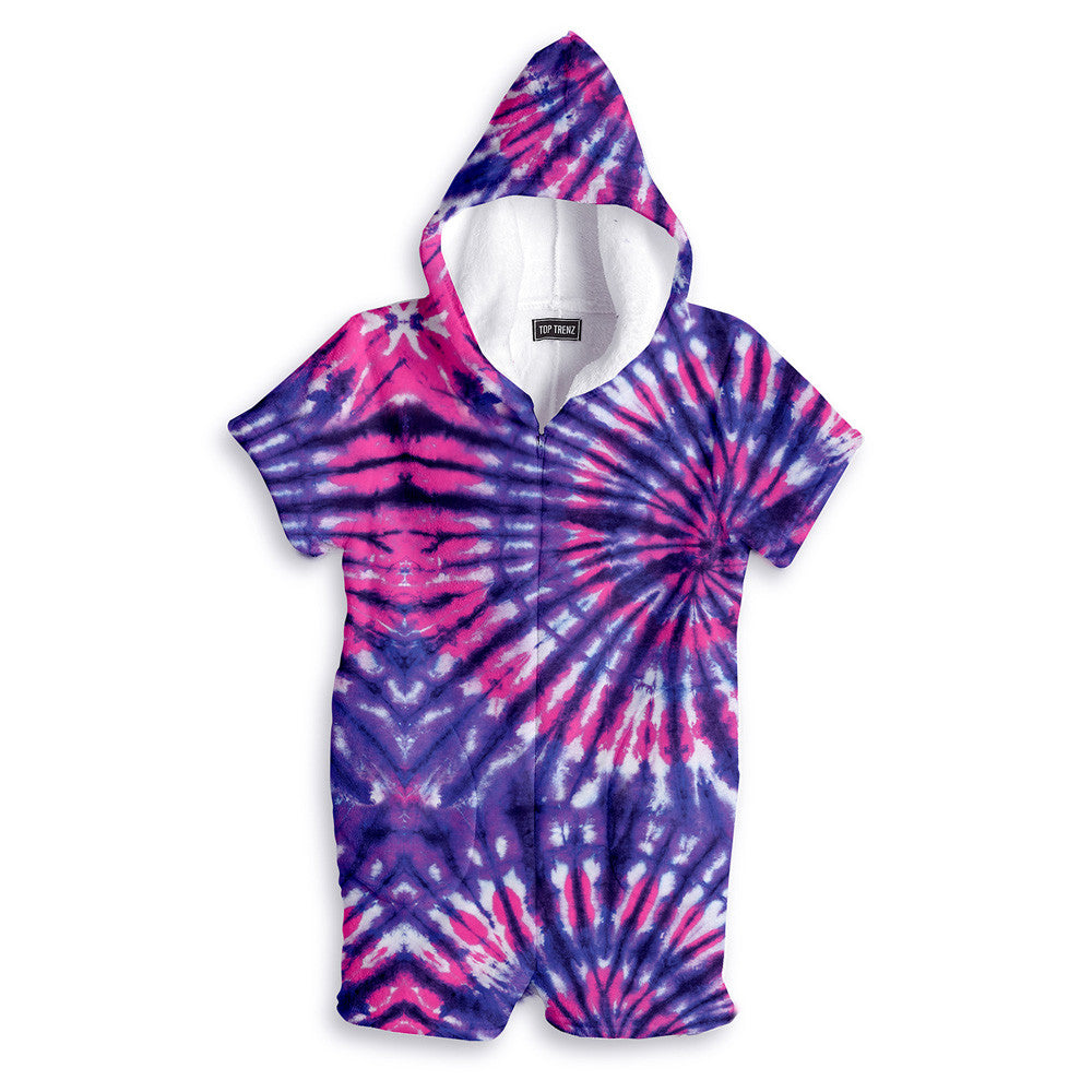 Cozy Loungewear Grapevine Tie-Dye Fuzzy Romper | Top Trenz