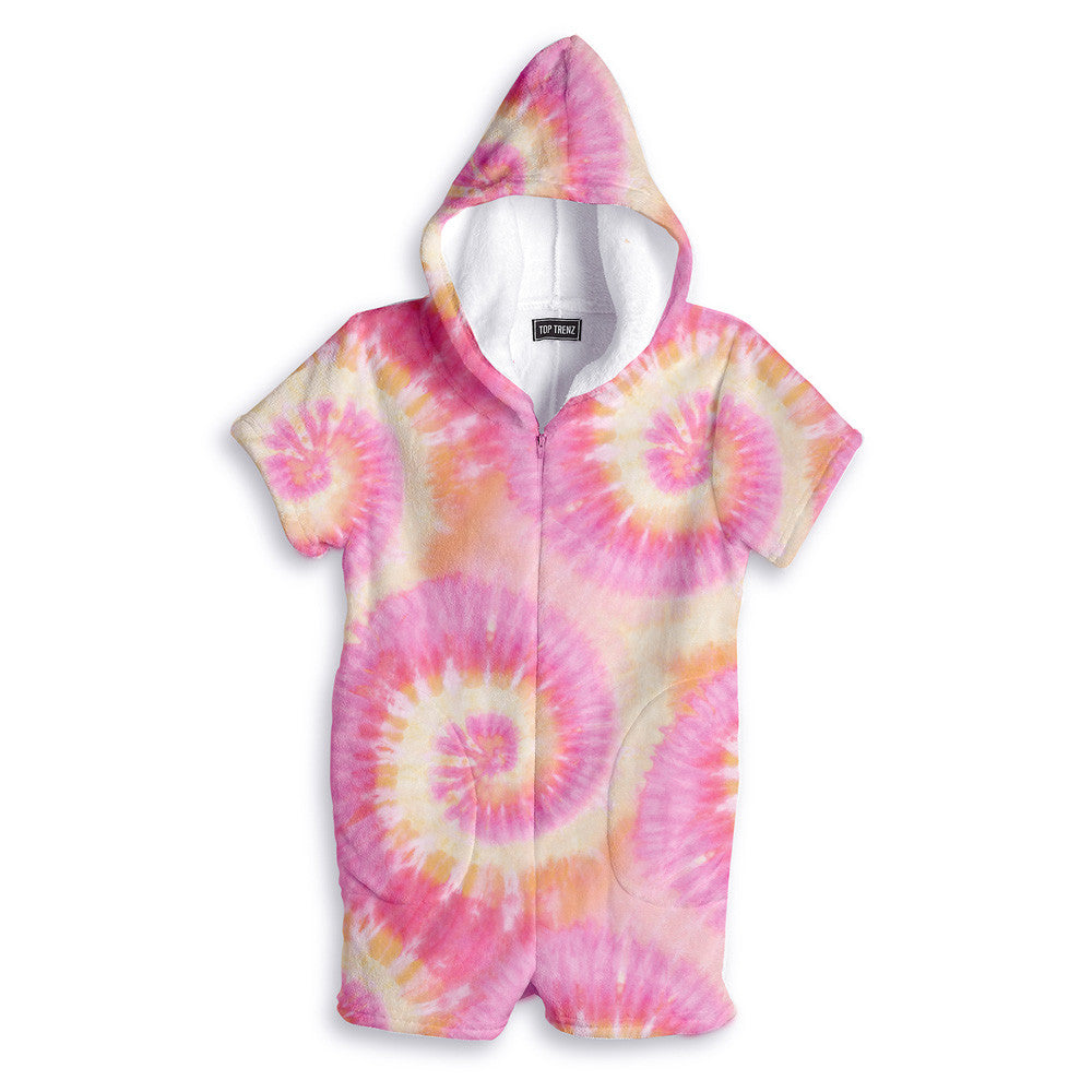 Adorable Printed Tie-Dye Fuzzy Romper Loungewear | Top Trenz