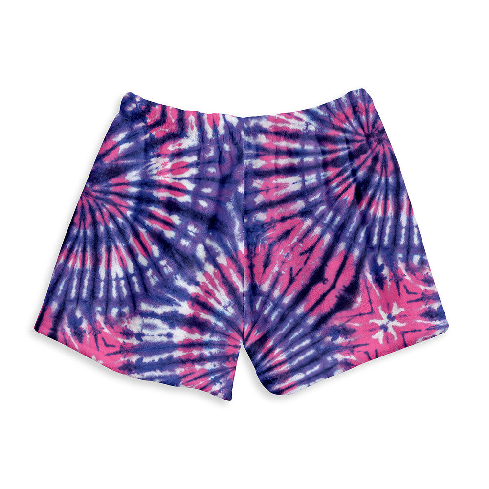 Fuzzy Tie Dye Loungewear Cozy Shorts | Top Trenz