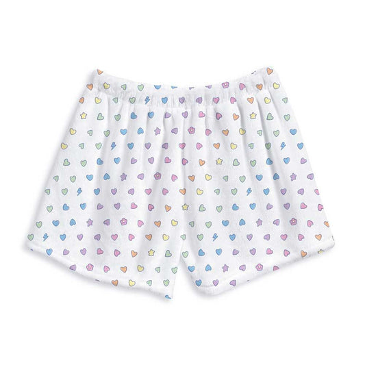 Rainbow Heart Fuzzy Lounge Shorts For Kids And Tweens | Top Trenz