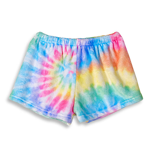 Pastel Delight Tie Dye Fuzzy Loungewear Shorts | Top Trenz