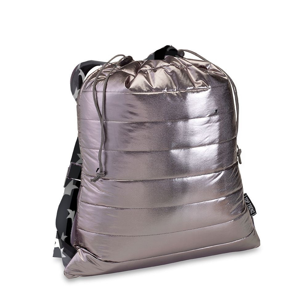 Top Rated Gunmetal Puffer Sling Drawstring Cinch Bags | Top Trenz