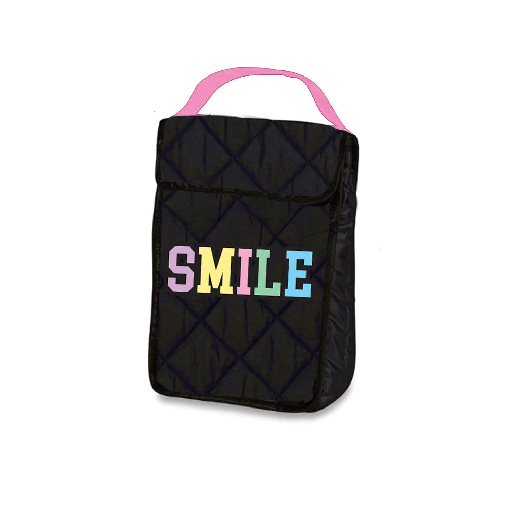 Trendy Black Printed Puffer Insulated Snack Bag | Top Trenz