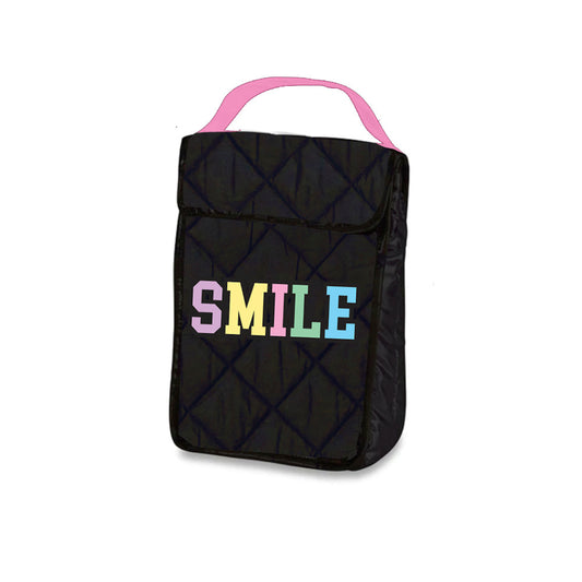 Trendy Black Printed Puffer Insulated Snack Bag | Top Trenz