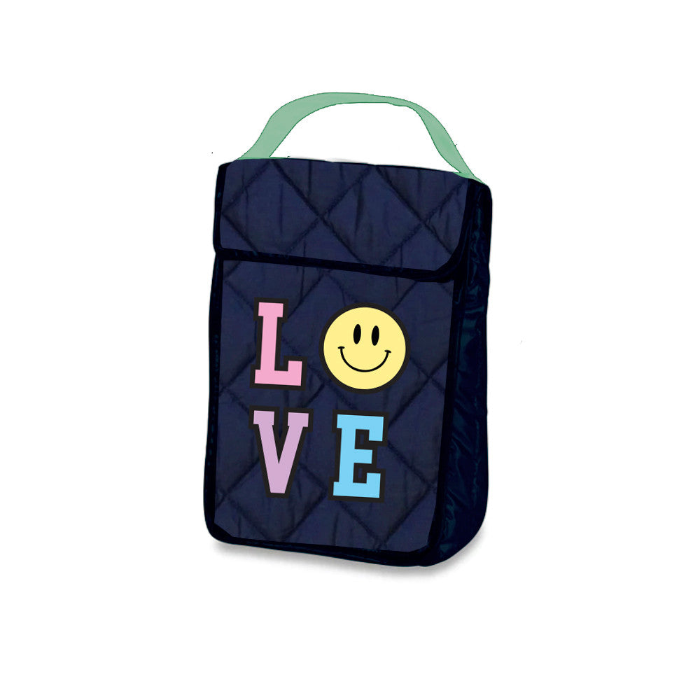 Trendy Navy Printed Puffer Insulated Snack Bag | Top Trenz