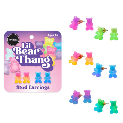 Playful Bear Design Stud Earring Sets | Top Trenz