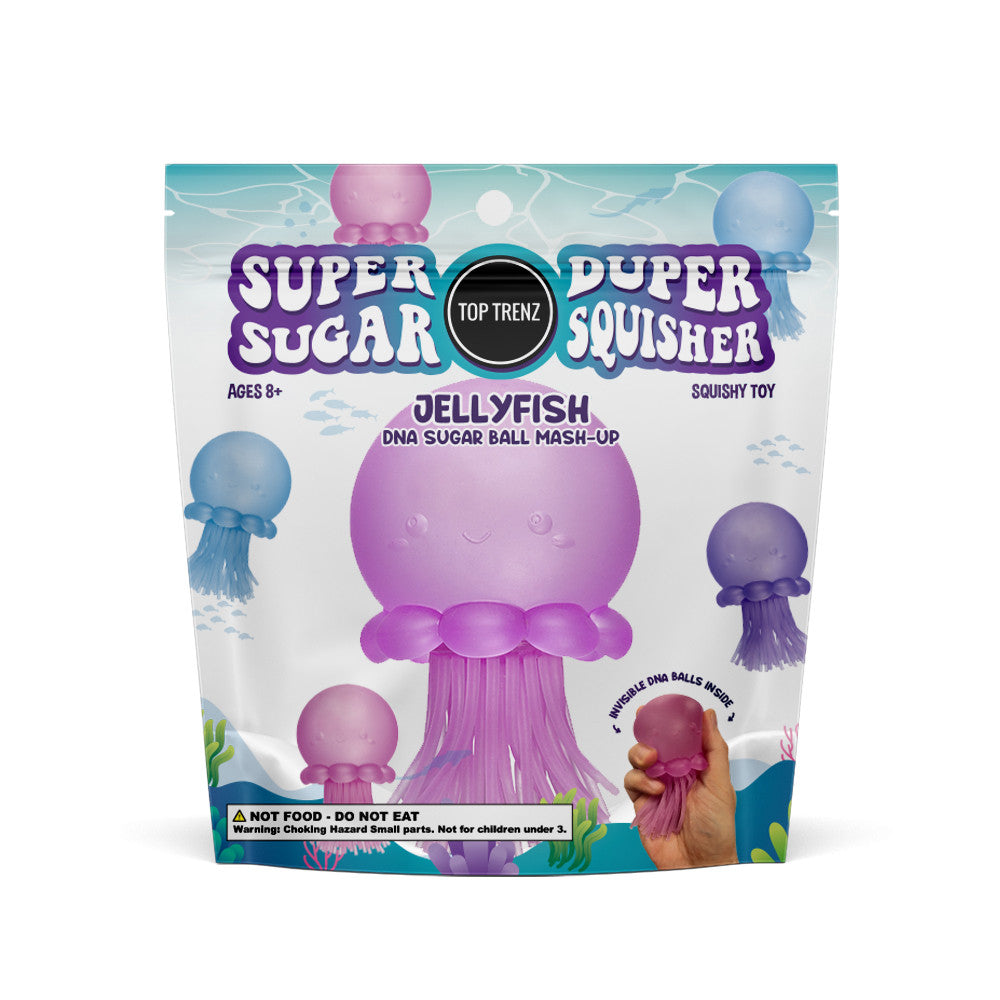 Super Duper Sugar Squisher – Jellyfish Squishy Fidget Toy - Sensory DNA Ball with Stretchy Tentacles | Top Trenz