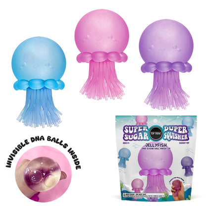 Super Duper Sugar Squisher – Jellyfish Squishy Fidget Toy - Sensory DNA Ball with Stretchy Tentacles | Top Trenz