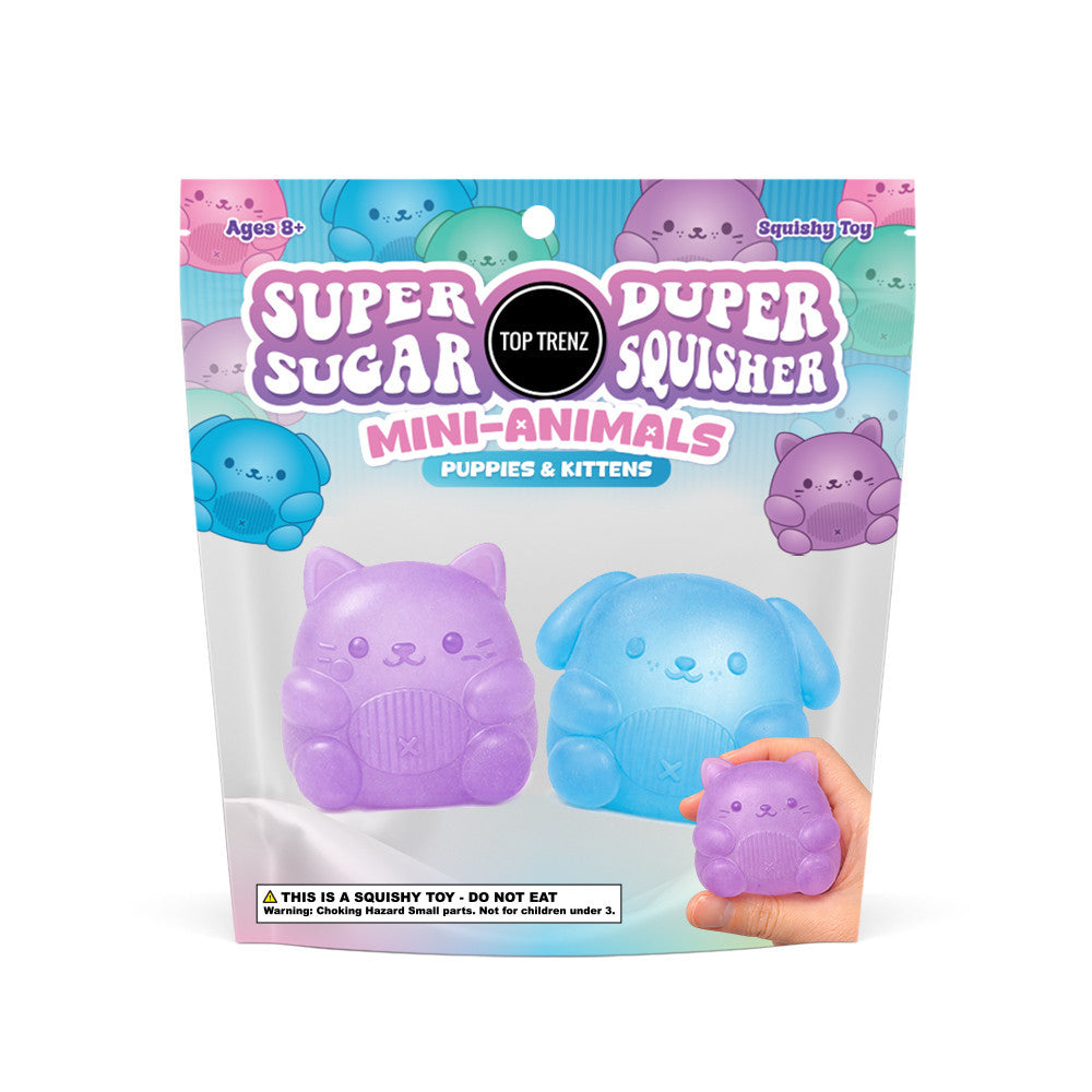 Mini Sugar Squishy 2-Pack - Puppies & Kittens - Super Duper Sugar Squishers | Top Trenz