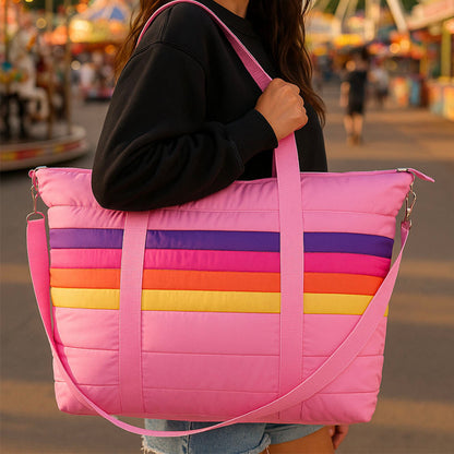 Pink Puffer Tote Weekender Bag For Kids And Tweens | Top Trenz