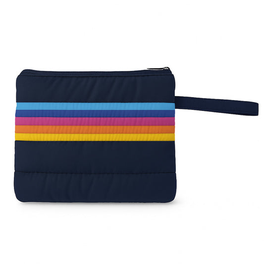 Retro Puffer Wet Bag – Navy Rainbow Swim & Camp Bag | Top Trenz